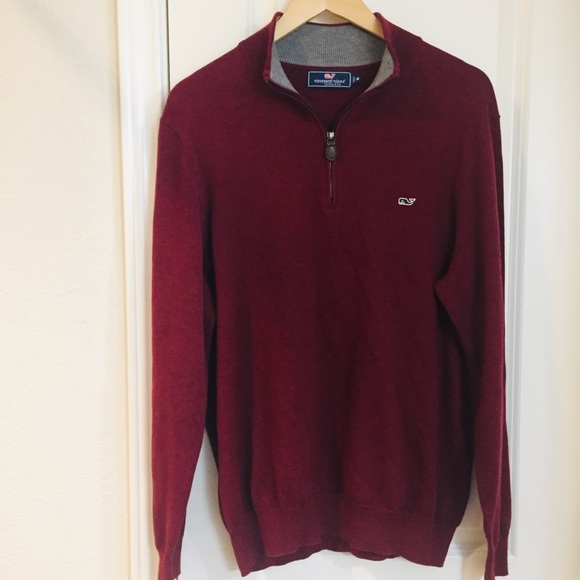 Vineyard Vines Other - Vineyard Vines Burgundy Cotton 1/4 Zip Sweater